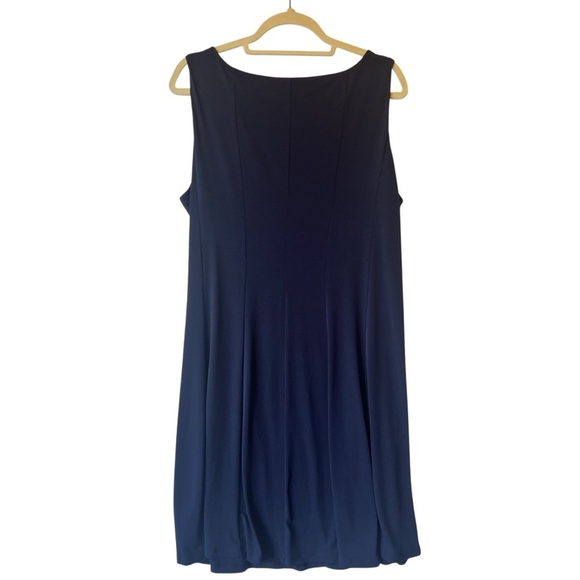 Susan Graver swing dress 1X Knee length Sleeveless Navy blue Stretch Flowy midi - Picture 2 of 9